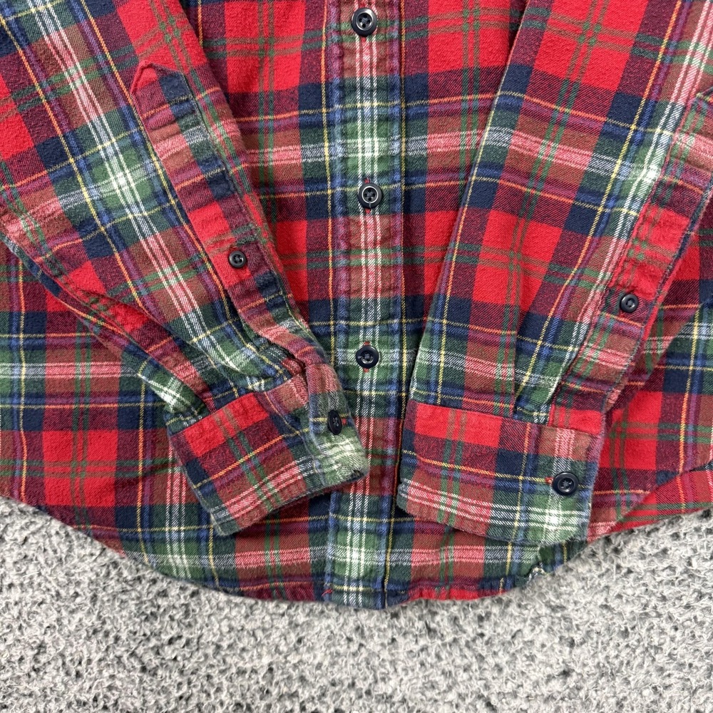 Abercrombie & Fitch Shirt Mens Medium Red Plaid Flannel Button Up Long Sleeve - Picture 9 of 14